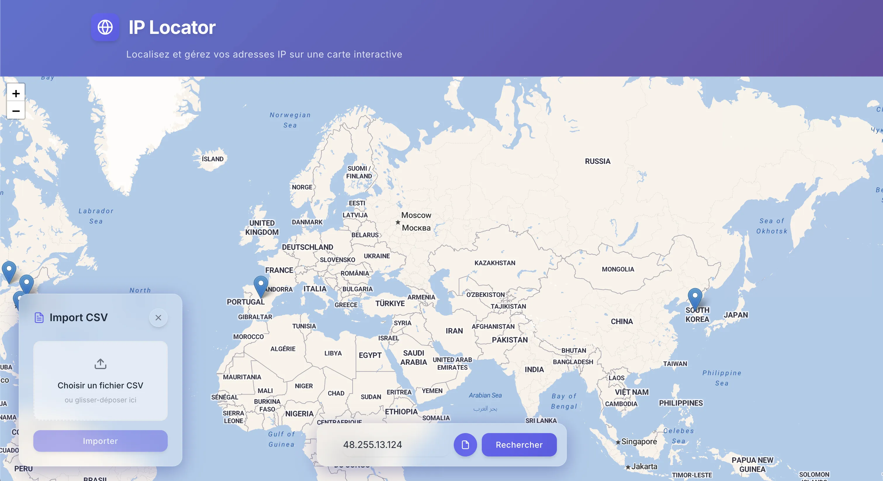 Interface web IP Locator